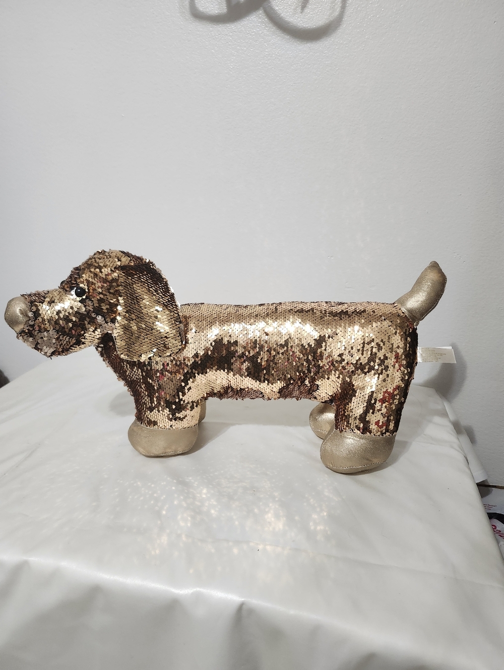 Sequin Dachshund Decorative Accent in Gold